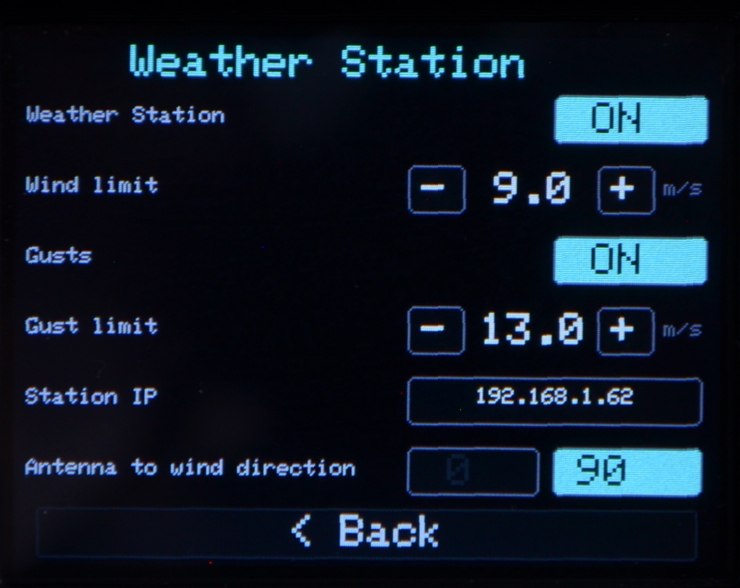 Touch display — menu view
